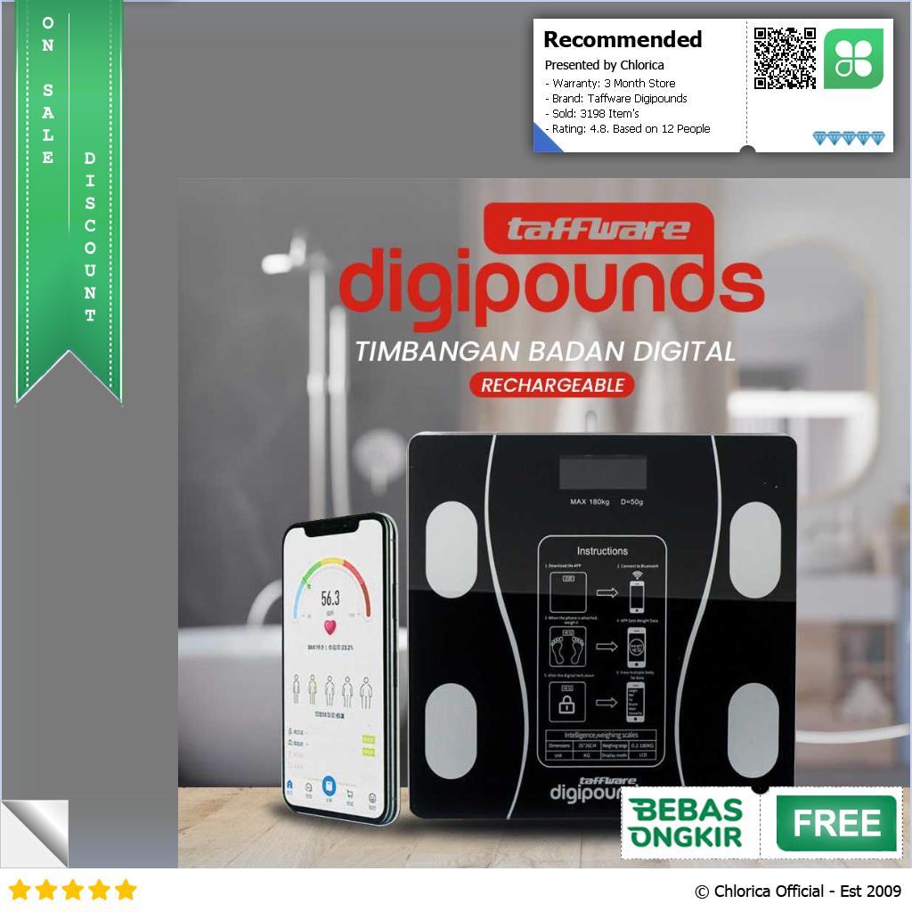 Taffware Digipounds Timbangan Badan Bluetooth Digital Scale 180kg SH Y01 U1