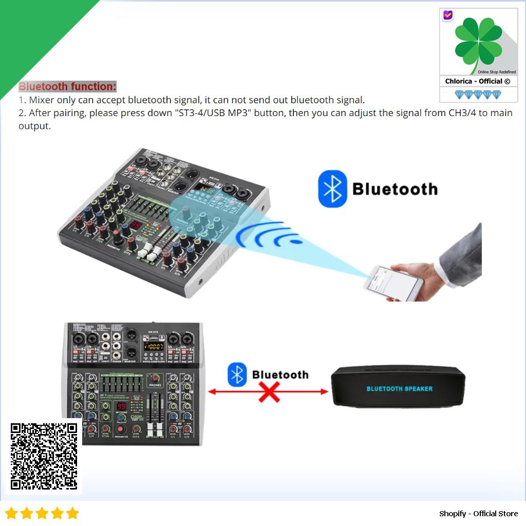 LOMEHO Mixer Audio Professional DSP 99 Effects Bluetooth USB 6 Channel AM AX6