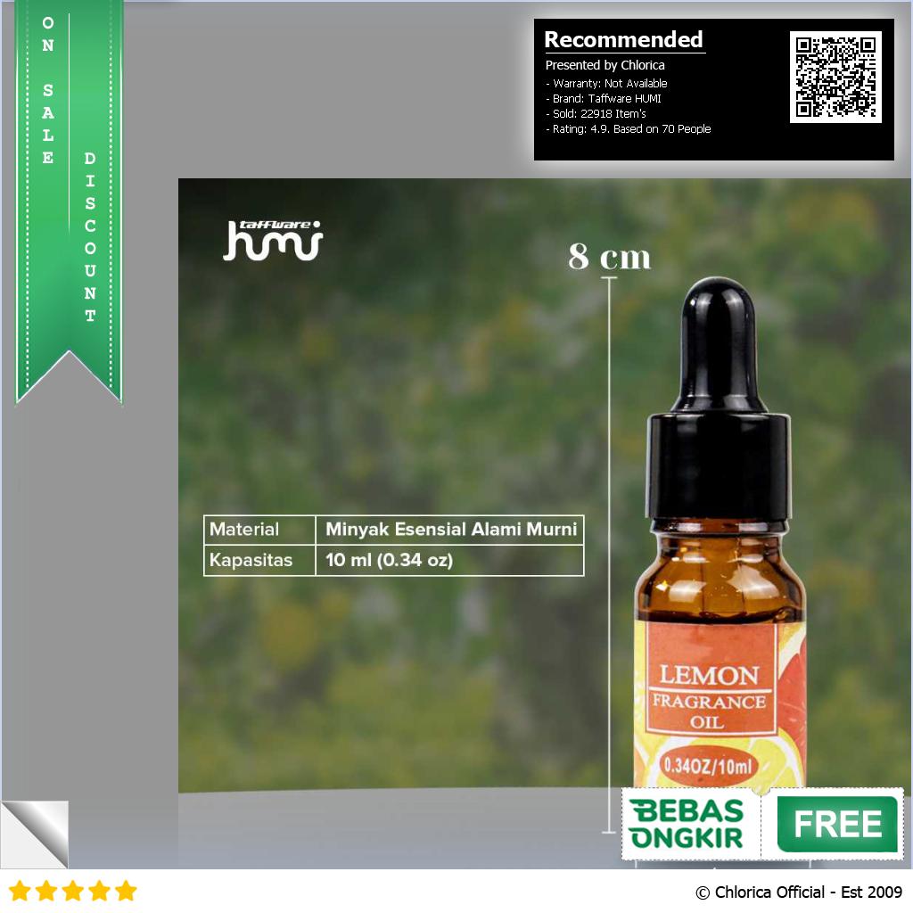 Taffware HUMI Pure Essential Oils Fragrance Minyak Aromatherapy 10ml RH 25