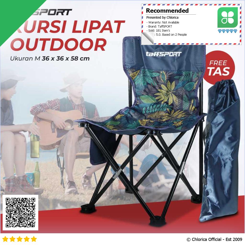 TaffSPORT Kursi Lipat Mancing Camping Foldable Chair with Pocket OL3336