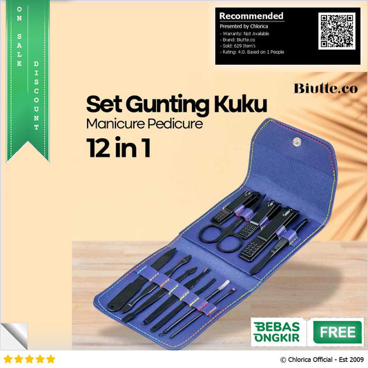 Biutte.co Set Gunting Kuku Manicure Nail Pedicure Kit 12 in 1 TCT12