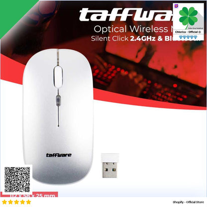 Taffware Optical Wireless Mouse Silent Click RGB 2.4GHz Bluetooth 5.0 E1300