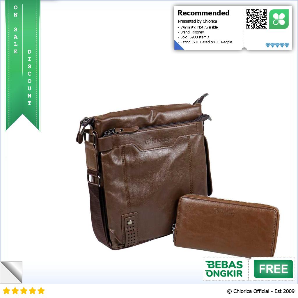 Rhodey Tas Selempang Pria Messenger Bag PU Leather dengan Dompet 15036