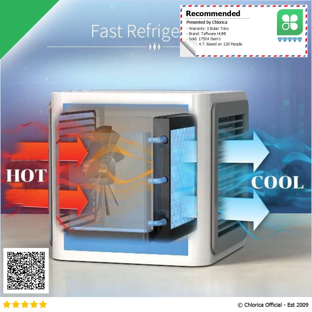 Taffware HUMI Air Cooler Mini Fan AC LED Kipas Penyejuk Ruangan 550ml AA MC4