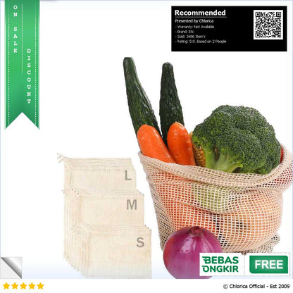 BAGGU Tas Belanja Lipat Vegetable and Fruit Cotton Mesh Bag BG1