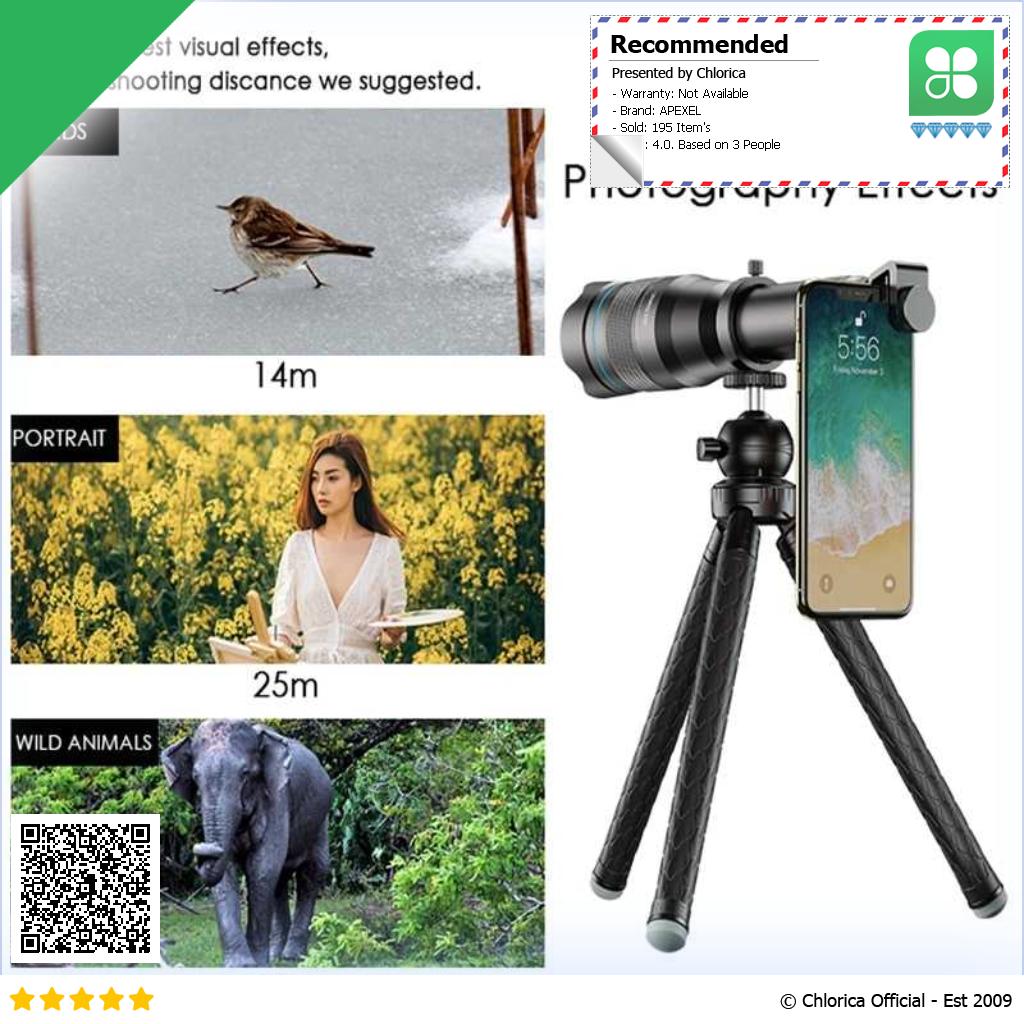 APEXEL Lensa Smartphone Telephoto Lens 60X Tripod Remote APL JS60XJJ09