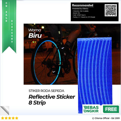 Stiker Roda Sepeda Bicycle Wheel Reflective Sticker 8 Strip A 0001