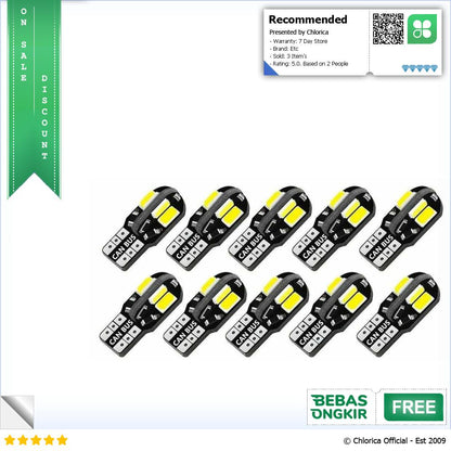 ASLENT Lampu Parkir Mobil LED Senja Canbus LED T10 W5W 12V 10 PCS 85730SMD