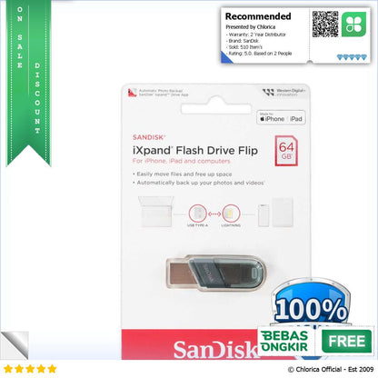 SanDisk iXpand Dual Drive Flip USB 3.1 Gen 1 Lightning SDIX90N