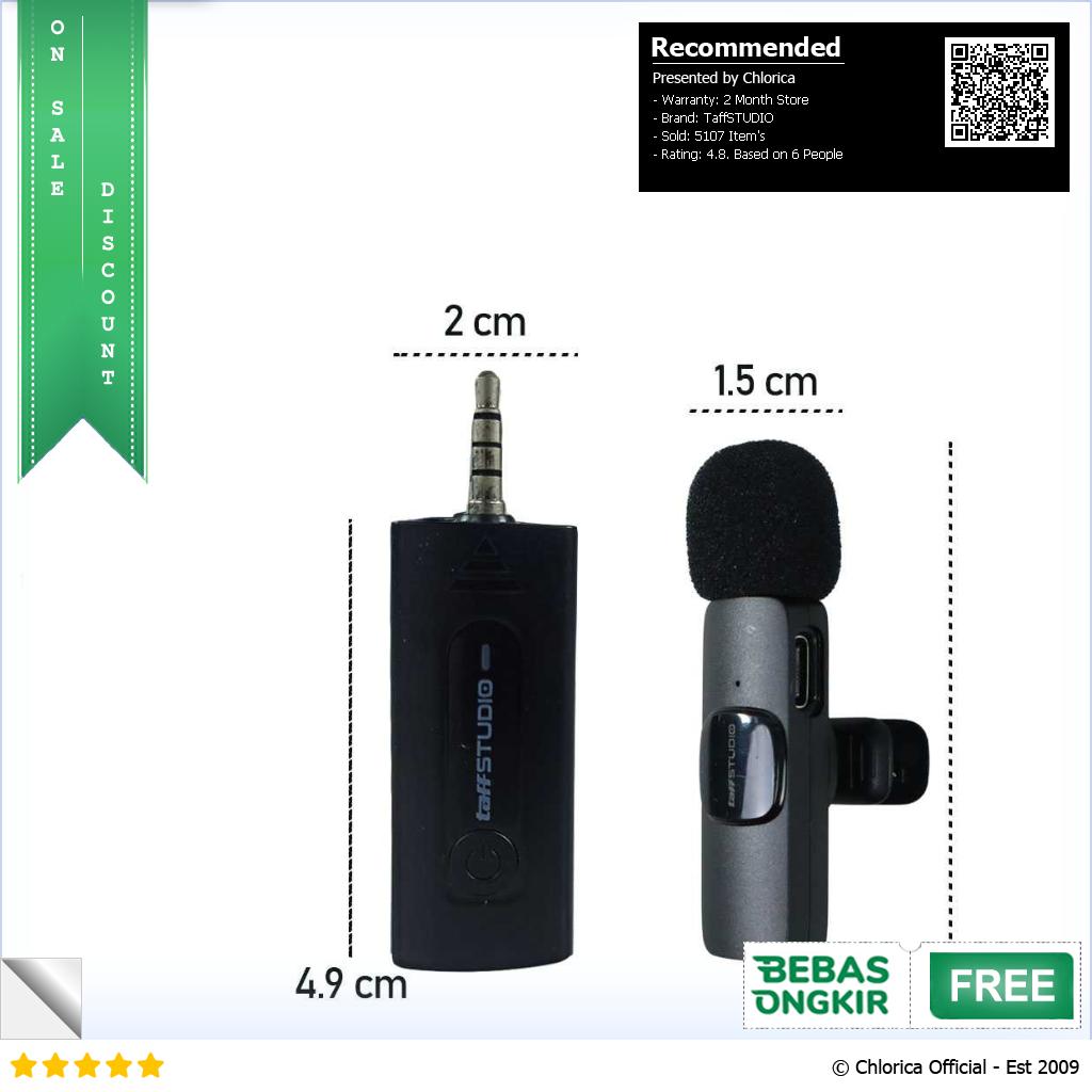 TaffSTUDIO Clip On Mic Wireless Noice Reduction Vlogging Singing 3.5mm K35 Pro