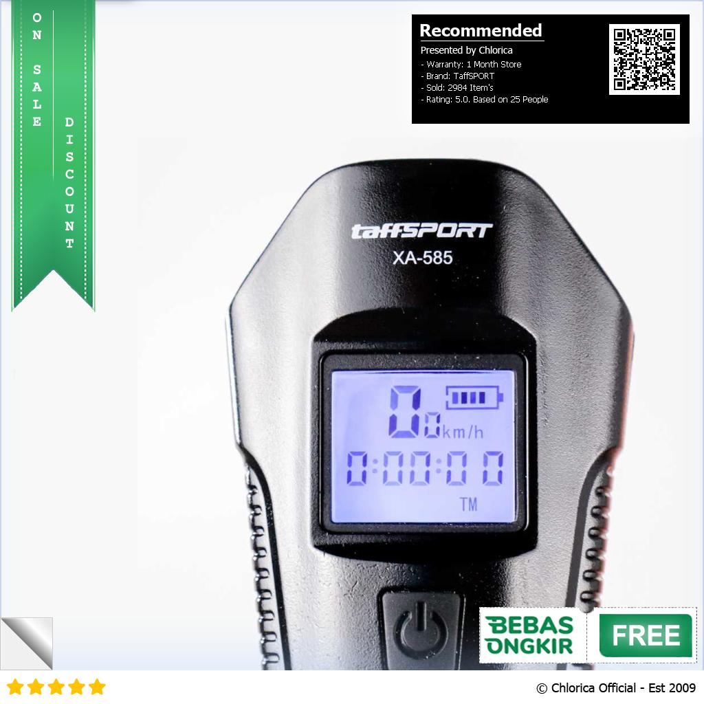 TaffSPORT Lampu Depan Sepeda LED Klakson Speedometer LCD 1500mAh XA 585