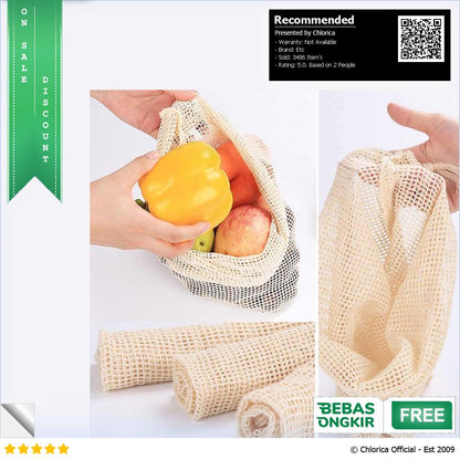 BAGGU Tas Belanja Lipat Vegetable and Fruit Cotton Mesh Bag BG1