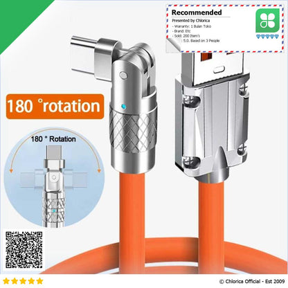 USLION Kabel Charger USB Type C Fast Charging Rotatable 10V 6A 1M USN1M