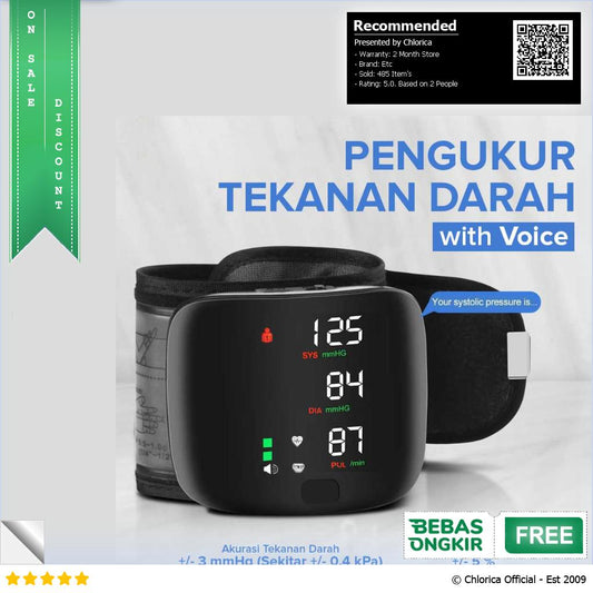 TWO2 Pengukur Tekanan Darah Tensimeter Sphygmomanometer with Voice A01