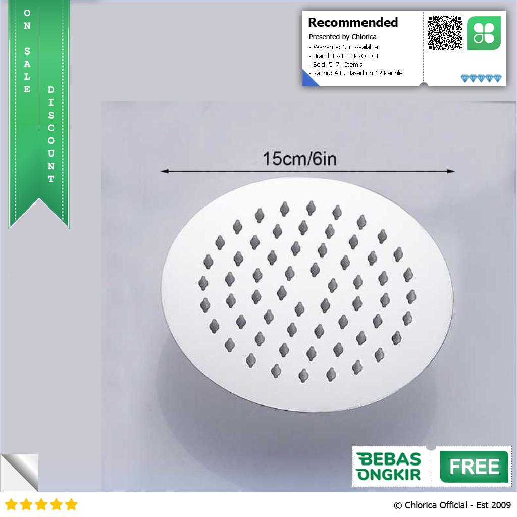 BATHE PROJECT Kepala Head Shower Mandi Rainfall Stainless Steel Round Cosmo 200