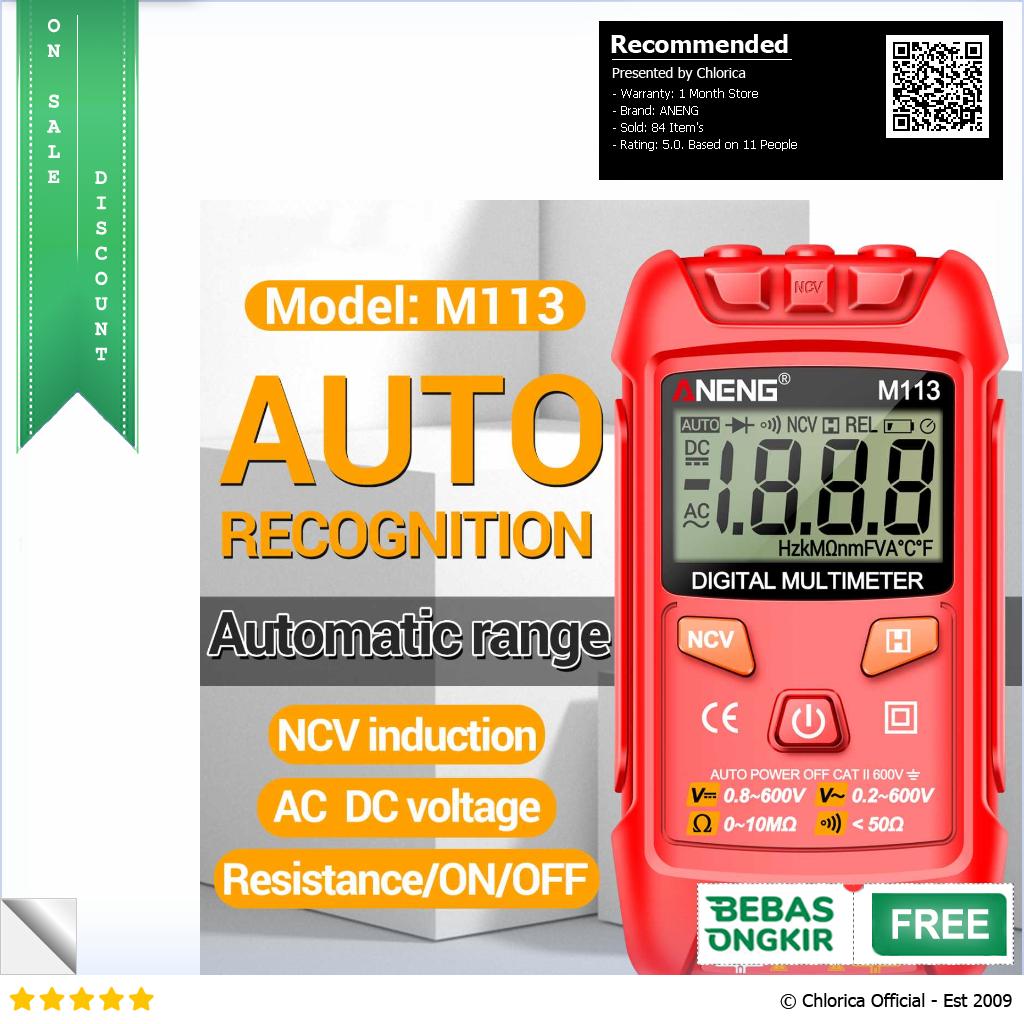 ANENG Digital Multimeter Portable NCV Non Contact 1999 Count 600V M113