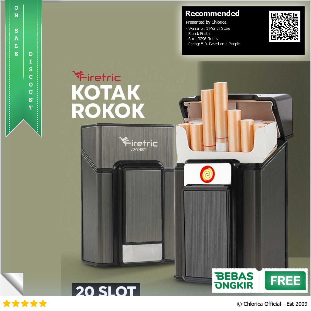 Firetric Focus Kotak Rokok 20 Slot dengan Korek Elektrik Pyrotechnic JD YH071