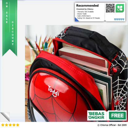 Toddi Tas Ransel Sekolah Anak Backpack Model Spiderman 1801