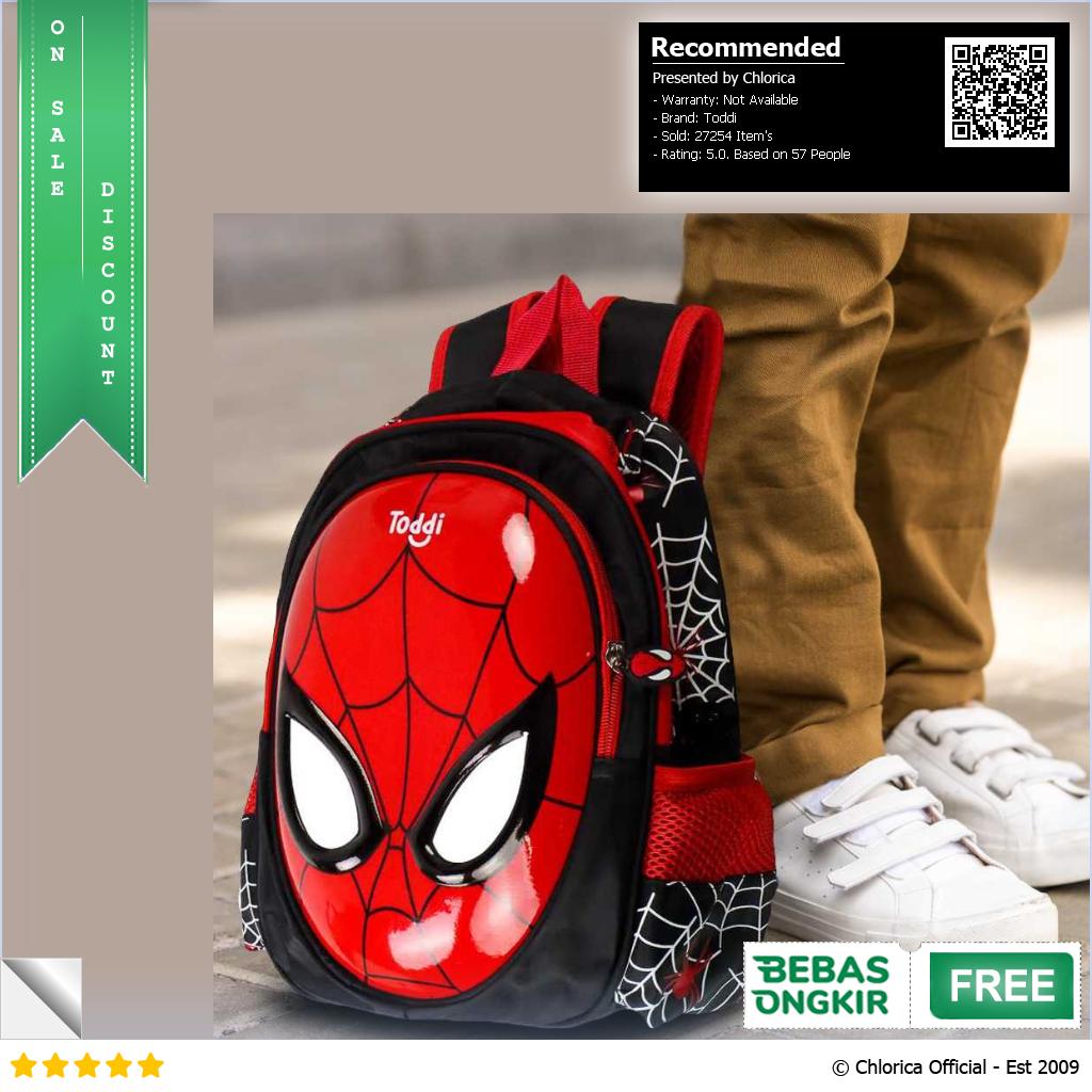 Toddi Tas Ransel Sekolah Anak Backpack Model Spiderman 1801